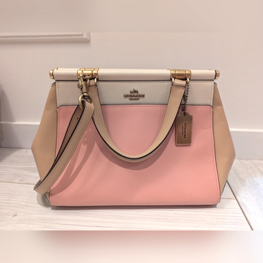Coach Grace Pink and Cream Colourblock Bag